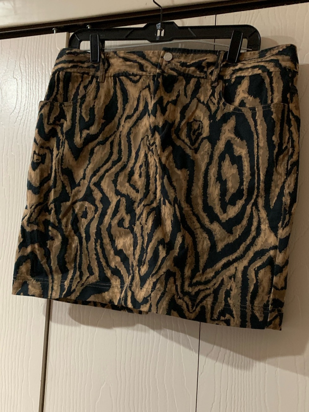 Chaps Zebra-Print Mini Skirt in Brown and Black
